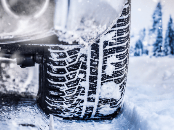 Car traveling on a winter road