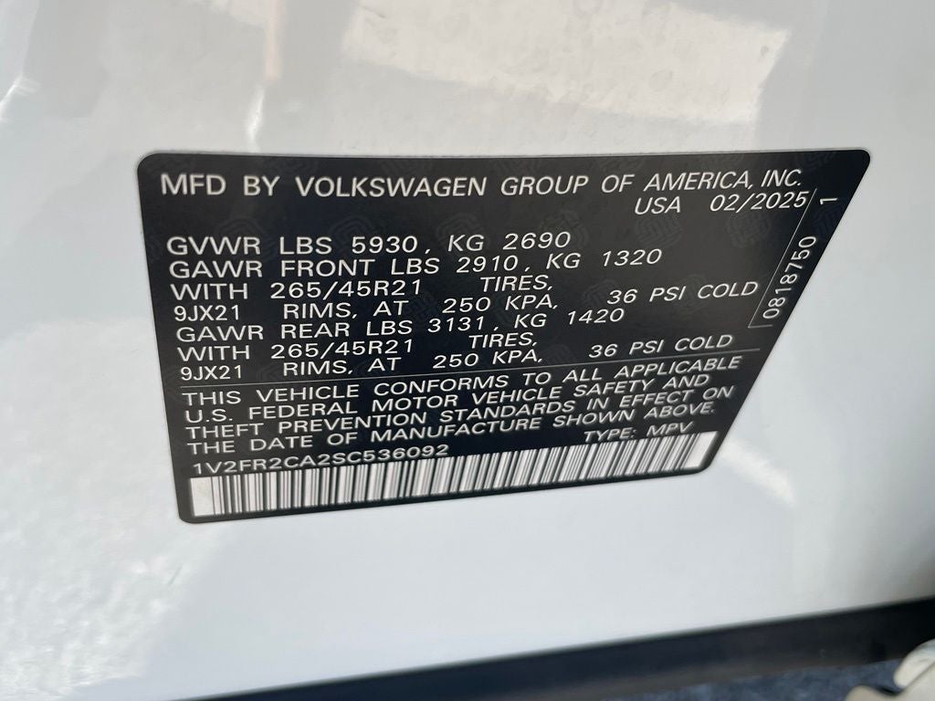 2025 Volkswagen Atlas 2.0T SEL Premium R-Line - PANORAMIC MOONROOF / VIENNA LEATHER SEATING