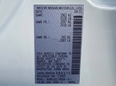 2025 Nissan Altima 2.5 SV CarFax 1-OWNER