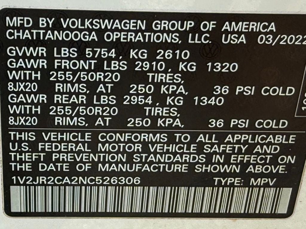 2022 Volkswagen Atlas 3.6L V6 SE w/Technology