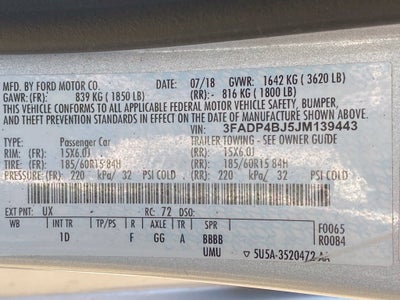 2018 Ford Fiesta SE - SALVAGE TITLE / AS-IS
