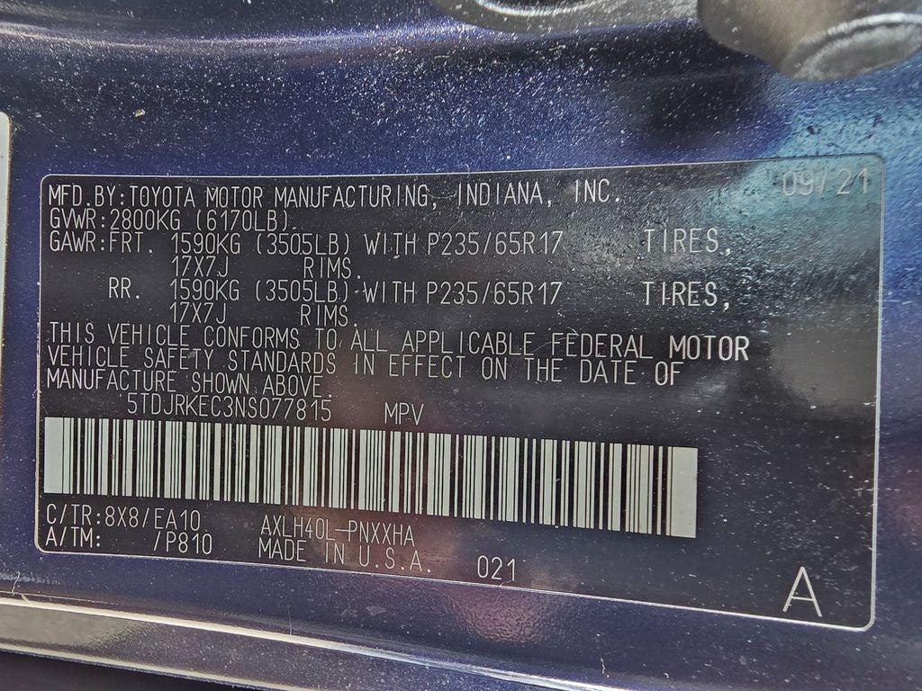 2022 Toyota Sienna XLE 7 Passenger