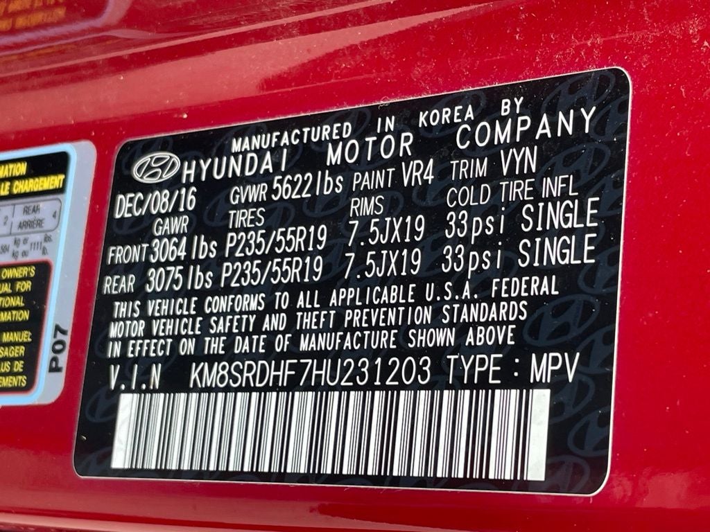 2017 Hyundai Santa Fe Limited Ultimate AWD / MOONROOF / HEATED SEATS