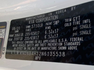 2022 Kia Carnival LX 3RD ROW / REAR-SEAT ENTERTAINMENT