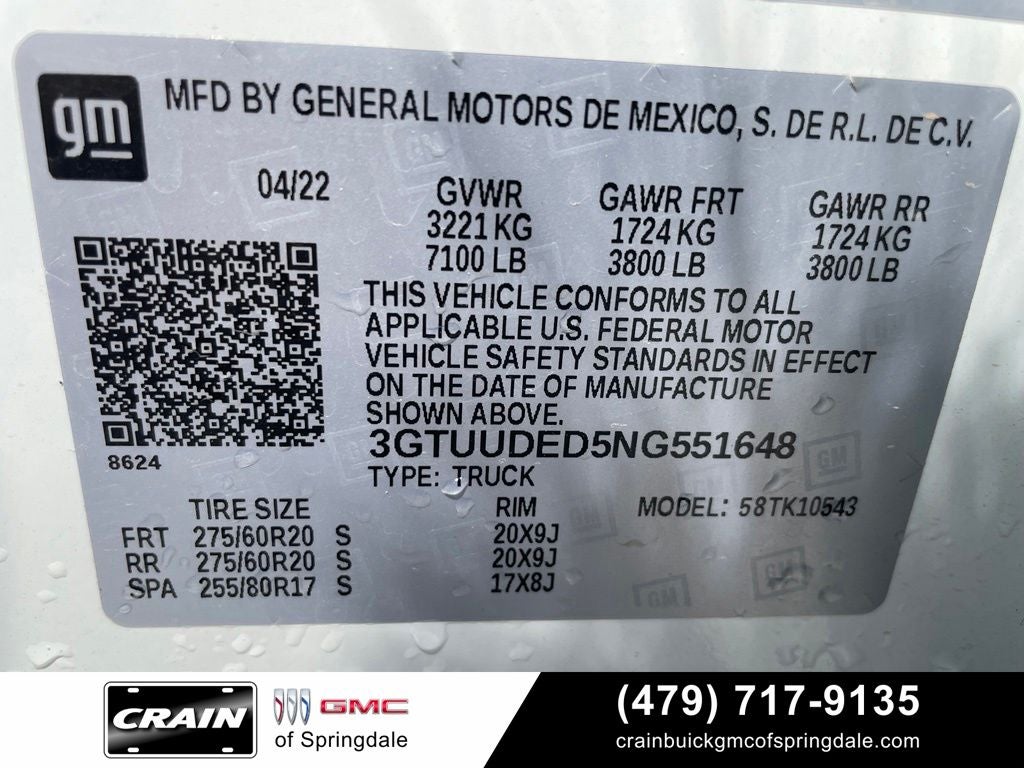 2022 GMC Sierra 1500 SLT X31 OFF-ROAD PACKAGE